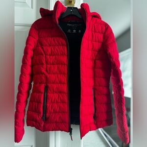 Nautica Red and black packable Puffer Jacket XS GUC!